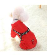winter coat for dog with paws in red