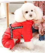 red dog coat with integrated harness