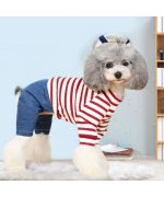 red and white sailor dog jumpsuit