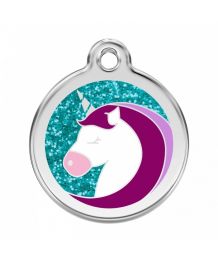 Medal to engrave for dog and cat with glitter - Unicorn