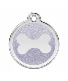 Medal to engrave for dog and cat with glitter - Bones