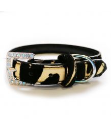 Savannah dog collar - black and gold