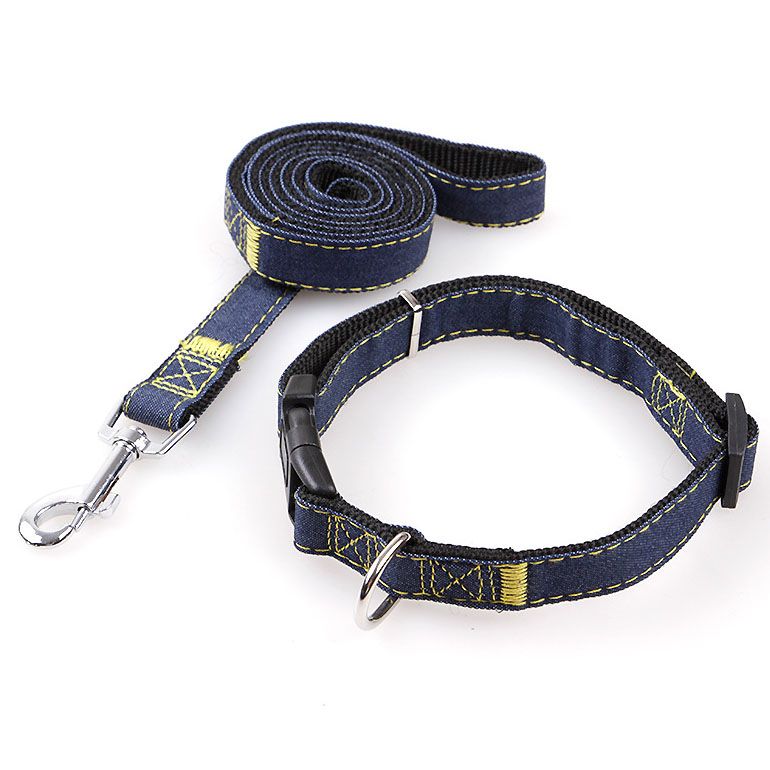 Denim Dog Harness And Leash Set