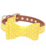 Dog collar with bow - yellow