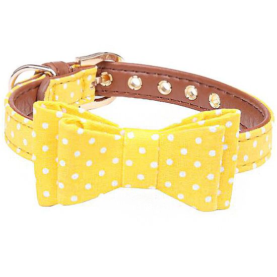 Dog collar with bow - yellow