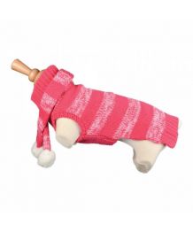 Pull pour chien à col roulé rose - écharpe assortie
