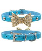 blue dog collar with rhinestones