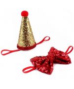 set a festive bow and hat to blue dog for birthday christmas party cheap guadeloupe reunion