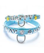 collar personalizable azul plata letra redonda
