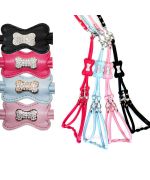 dog harness is light pink with rhinestones cheap free shipping dom tom, belgium, switzerland