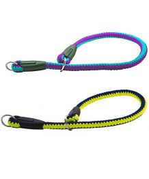 Dog collar fluorescent lasso - navy blue and yellow