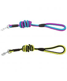 Leash for dog fluorescent rope - navy blue and yellow