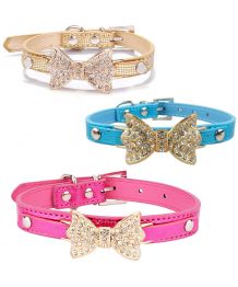 Collier pour chien noeud en strass