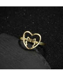 Heart cat ring - gold or silver