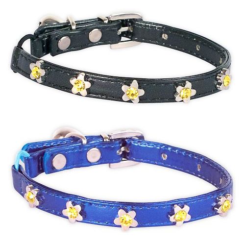 black cat collar small dog leather flower rhinestone design cheap mouth of love