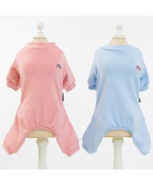 Cotton jumpsuit for dog and cat - pink or blue