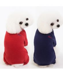 Combinaison en coton pour chien et chat - rouge ou bleu marine