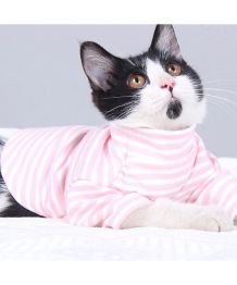 Sweater for dog and cat stretch sailor - pink and white