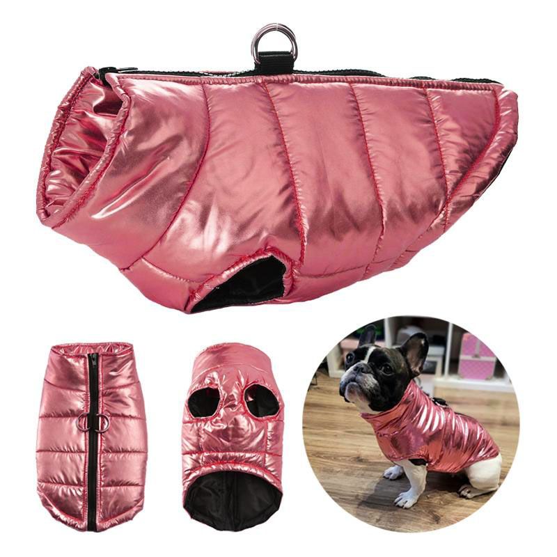 Arnés incorporado de abrigo de perro rosa de moda