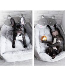 Cama blanda para perro y gato lobo - gris