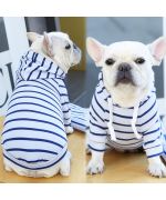 Sudadera para perros y gatos con rayas - blanco y azul marino