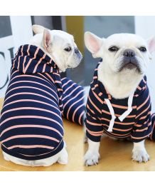 Sudadera para perros y gatos con rayas - azul marino y naranja