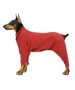 Fleece jumpsuit for large dog - burgundy red