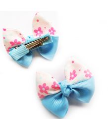 Barrette bleue pour chien à fleurs