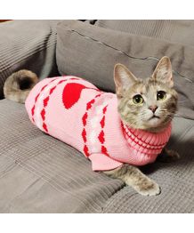 Turtleneck cat and dog sweater - Hearts