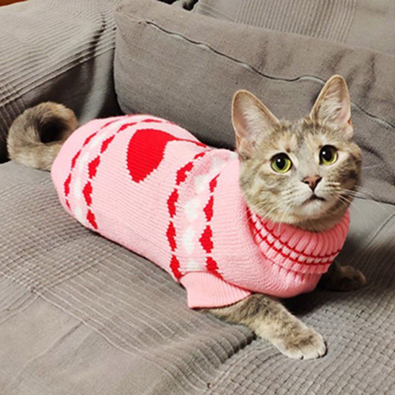 Cat Sweater for Cats I Love My Mom/Dad Small Dog Jumper Puppy Clothes Girl  Boy 