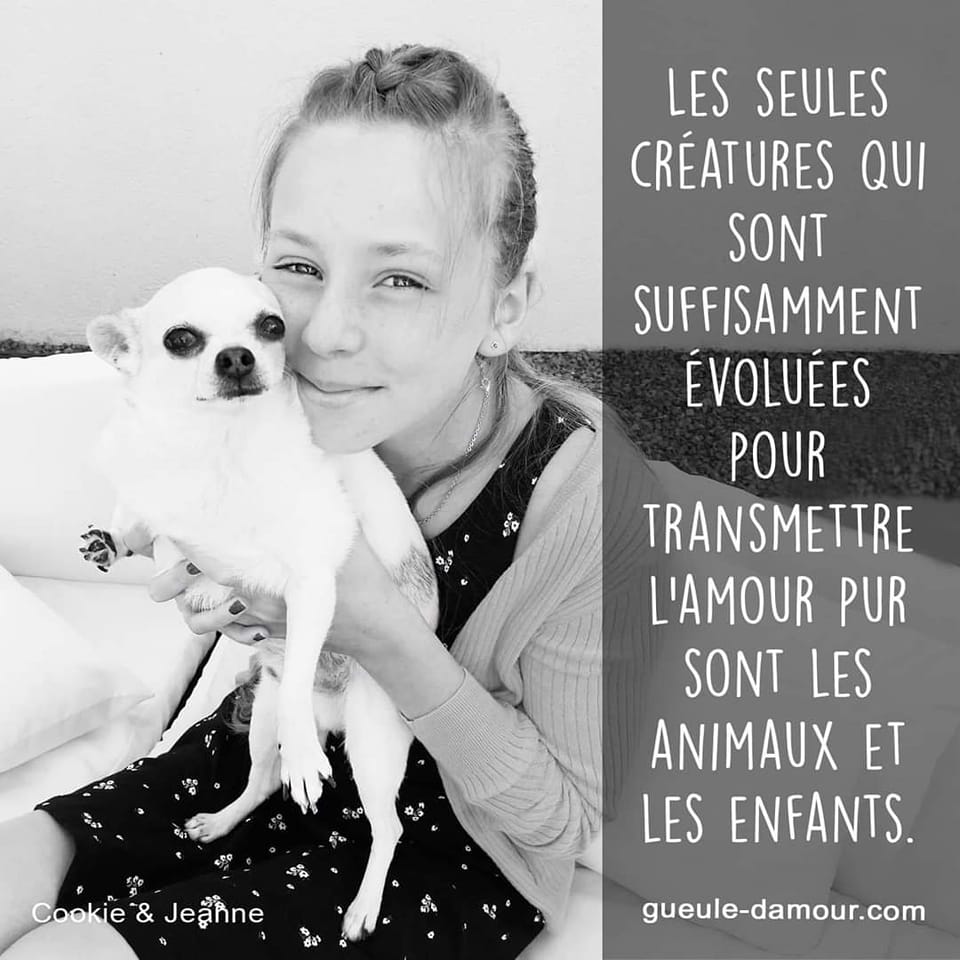 Les seules créatures qui sont suffisamment évoluées pour transmettre l'Amour pur sont les animaux et les enfants.